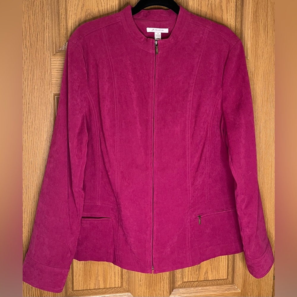 JM Collection Fuchsia Ultra Suede-Look Shacket